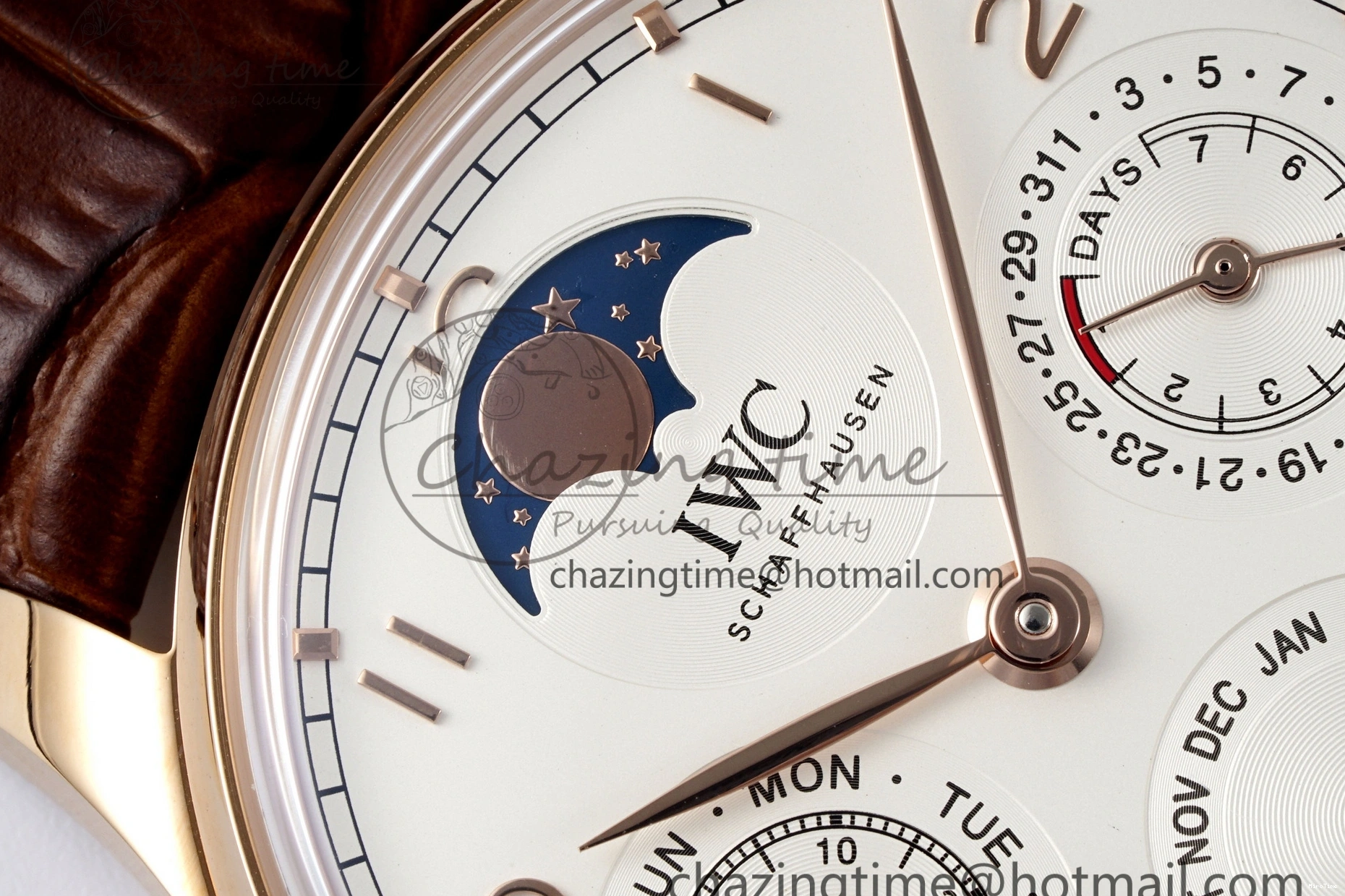 MIROTIME 0420 WellDesigned Portugieser Perpetual Calendar RG 5033 APSF 1:1 Best Edition White Dial on Brown Leather Strap A52610 Clone 7042